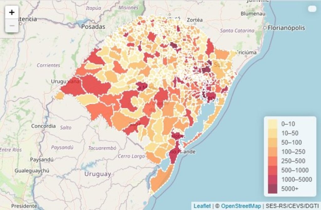 Rio Grande do Sul registra mais 43 mortes e ultrapassa os 4 mil óbitos por Covid-19
