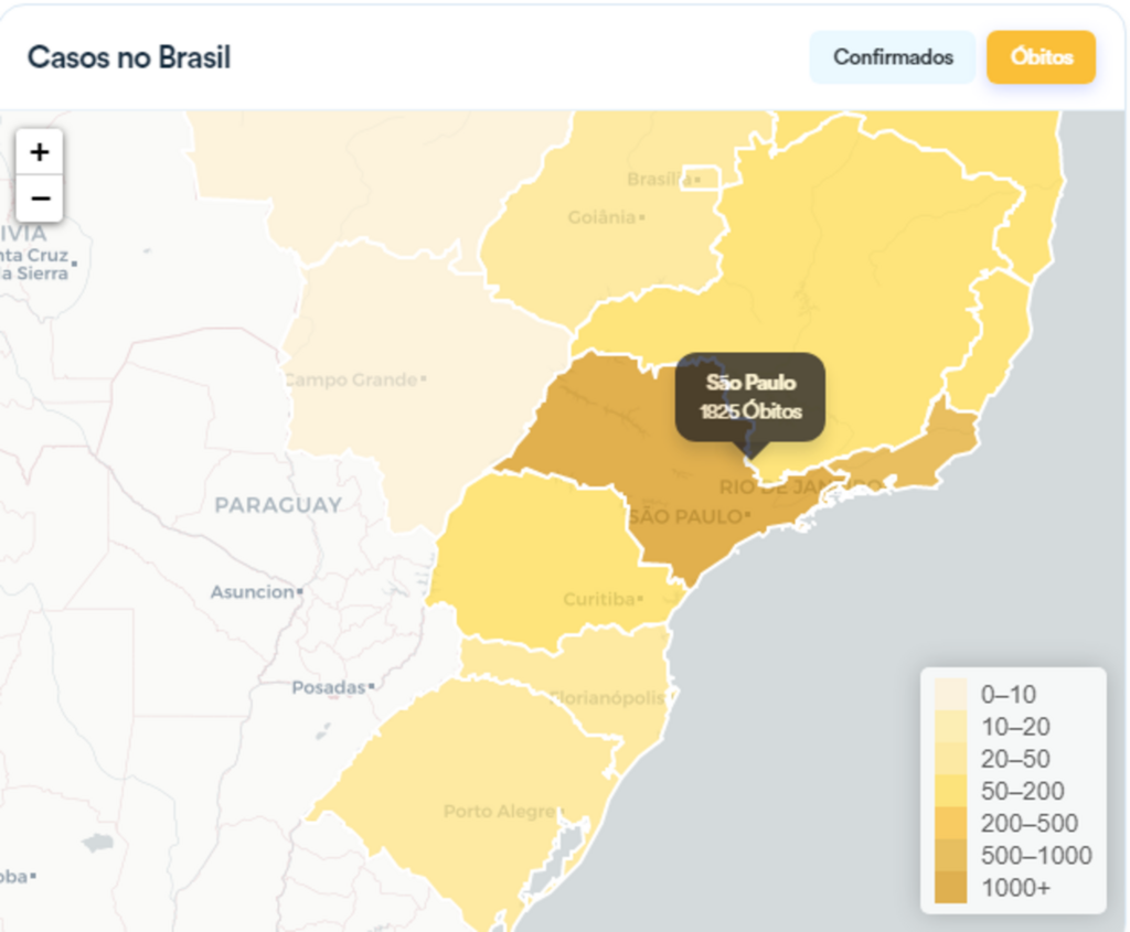 Brasil registra 338 novas mortes por coronavírus; total é de 4.543 óbitos