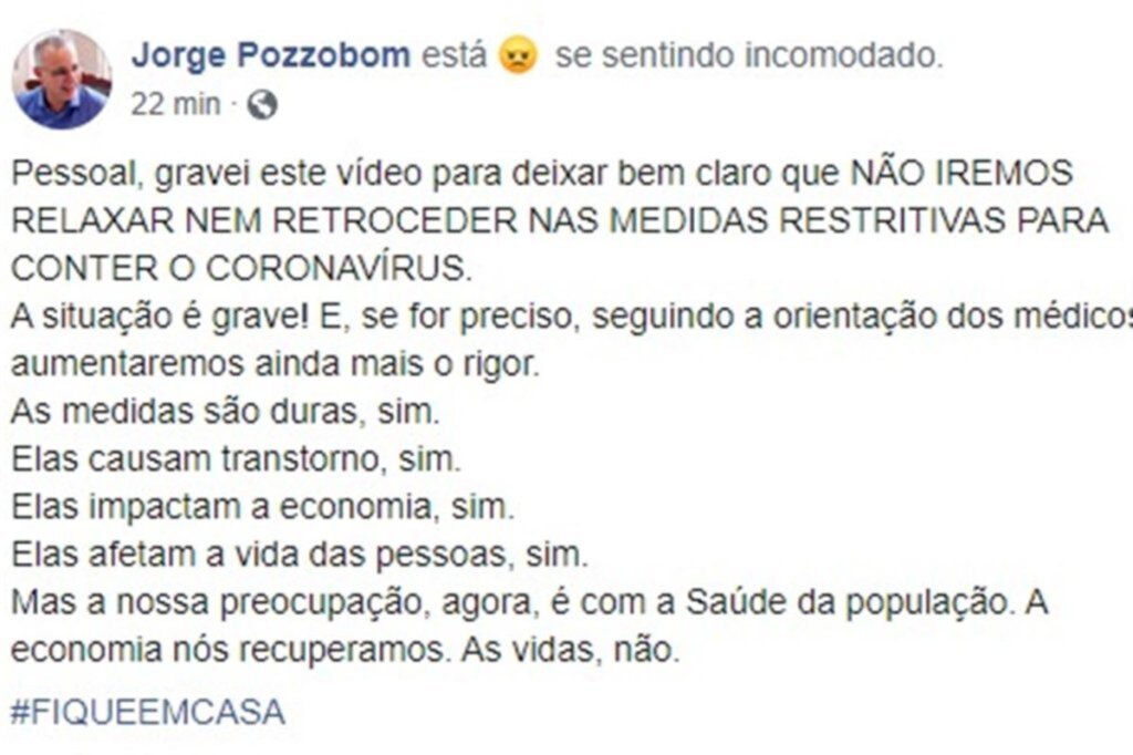 Políticos defendem isolamento social e criticam postura  de Bolsonaro