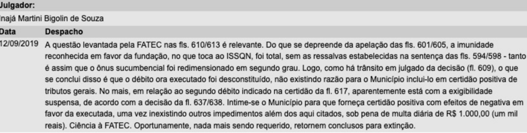 título imagem Justiça manda prefeitura dar certidão negativa de dívida para a Fatec