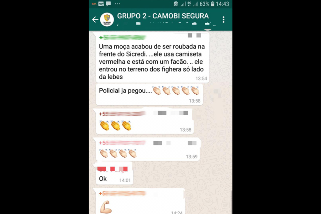 Assaltante é detido pela Brigada Militar após mensagens em grupo de Whats App