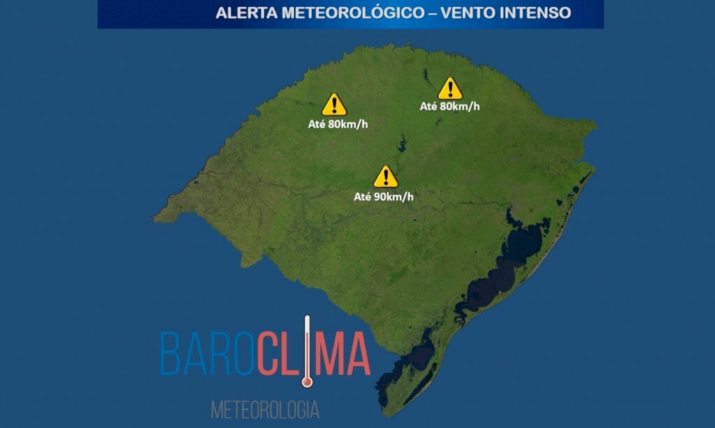 Região tem alerta para ventania que pode chegar a 90 km/h