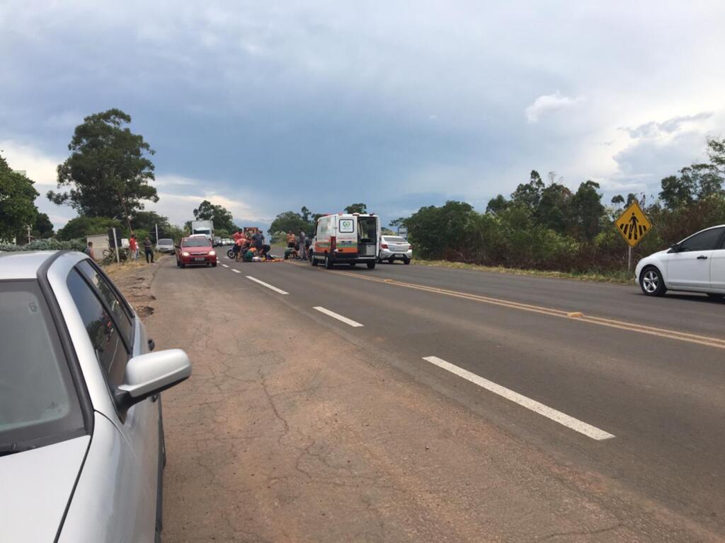 Pedestre é atropelada por motocicleta na Faixa Nova de Camobi