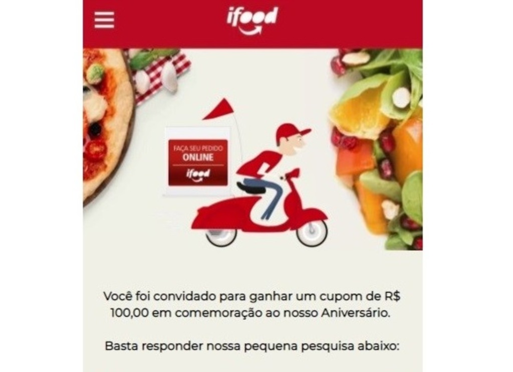 Golpe do 'cupom do iFood' já atingiu 86 mil pessoas em 48 horas
