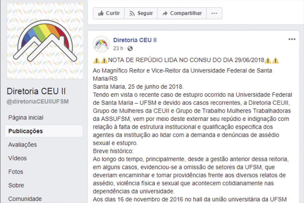 UFSM é acusada de omissão frente a denúncias de violência contra a mulher