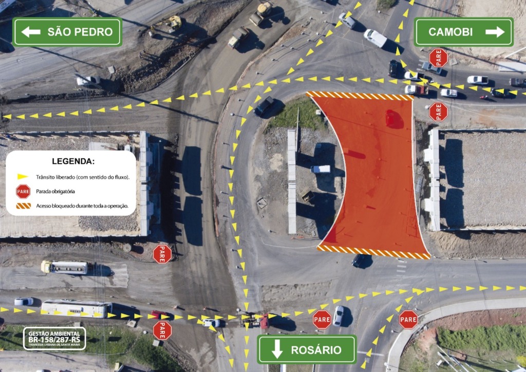 Trânsito no trevo da Faixa de Rosário terá bloqueios nesta quinta