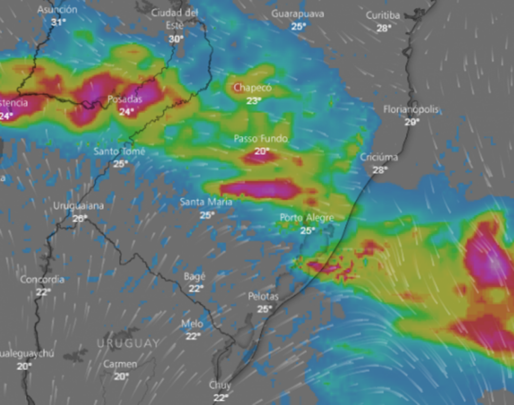 Defesa Civil emite alerta de temporal e vento forte para a região