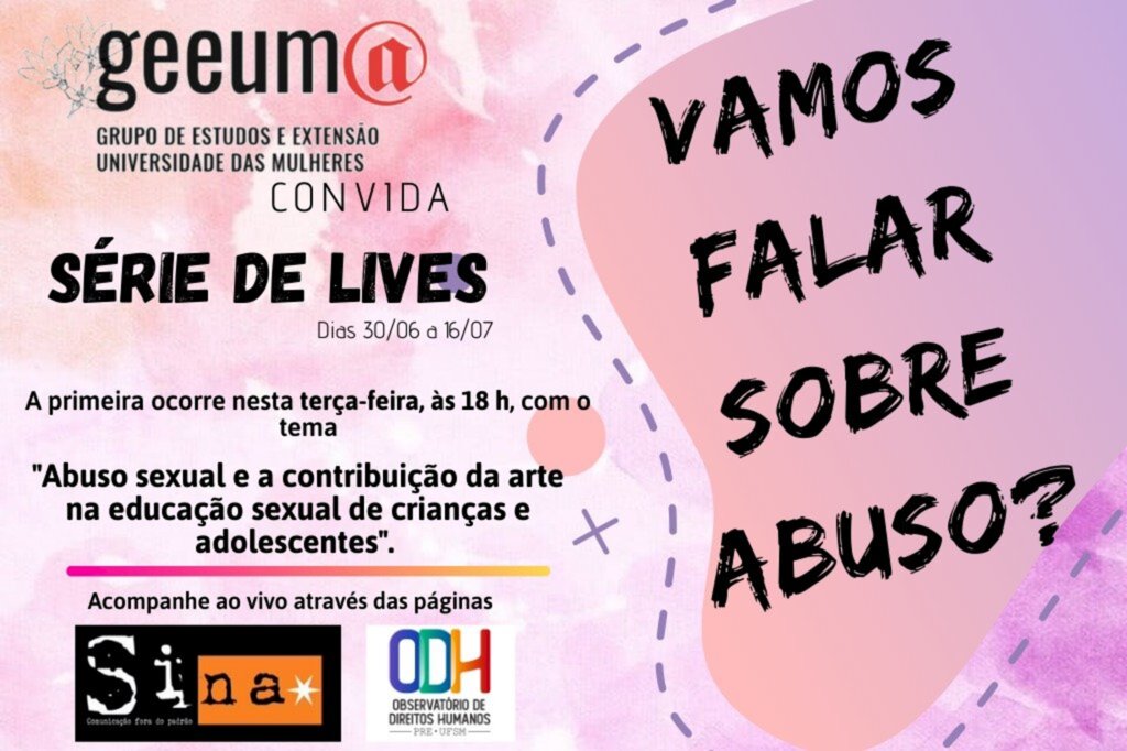 Lives vão abordar temas como abuso sexual e assédio na infância e na adolescência