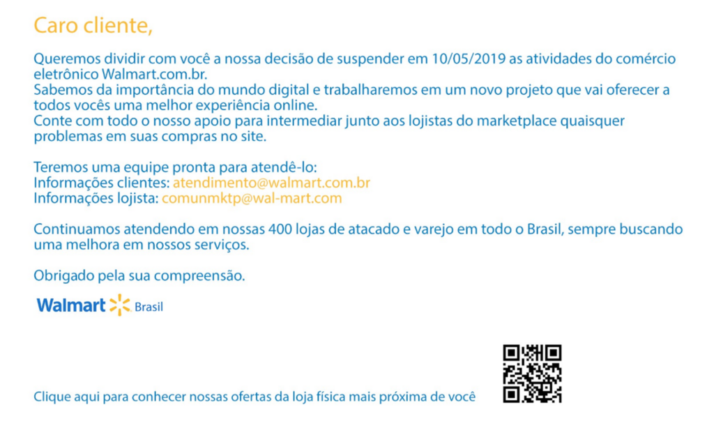 Walmart encerra vendas pela internet no Brasil
