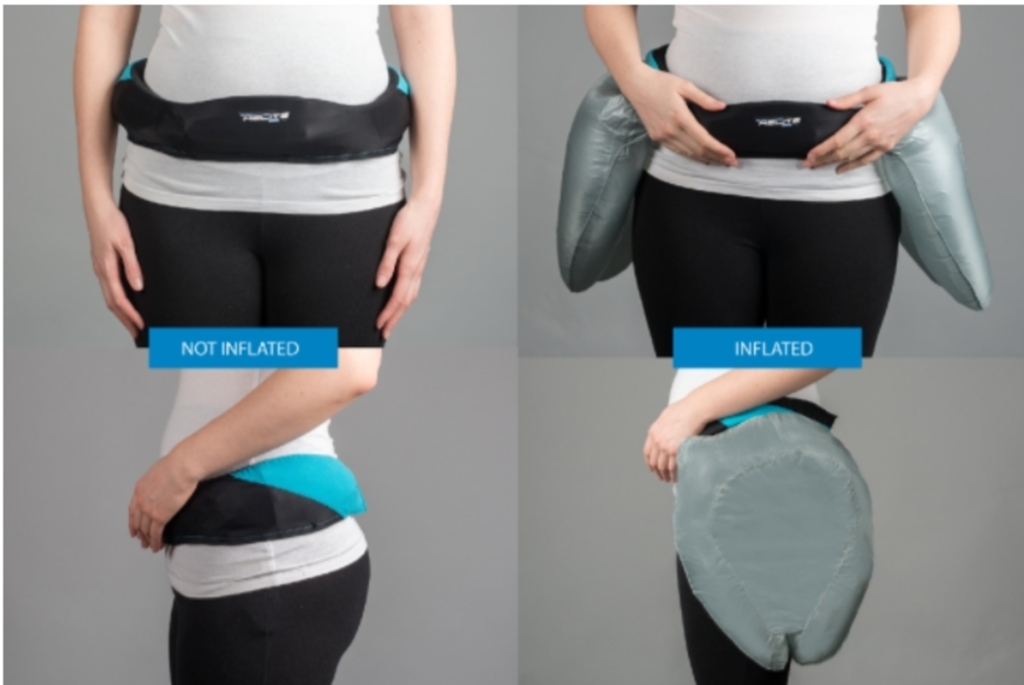 Helite/Reprodução - Site da empresa mostra o airbag antes e depois de ser acionado