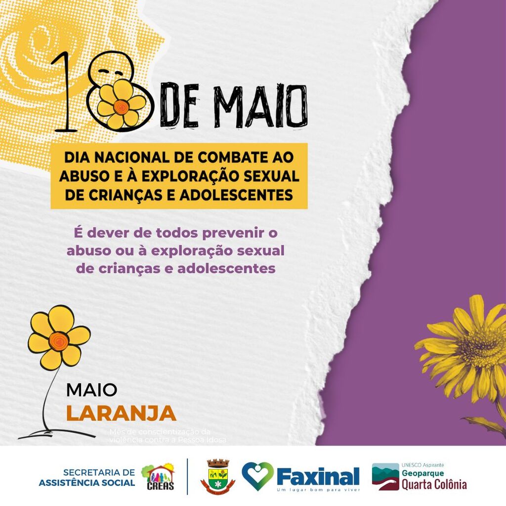 CREAS divulga a programação do Maio Laranja