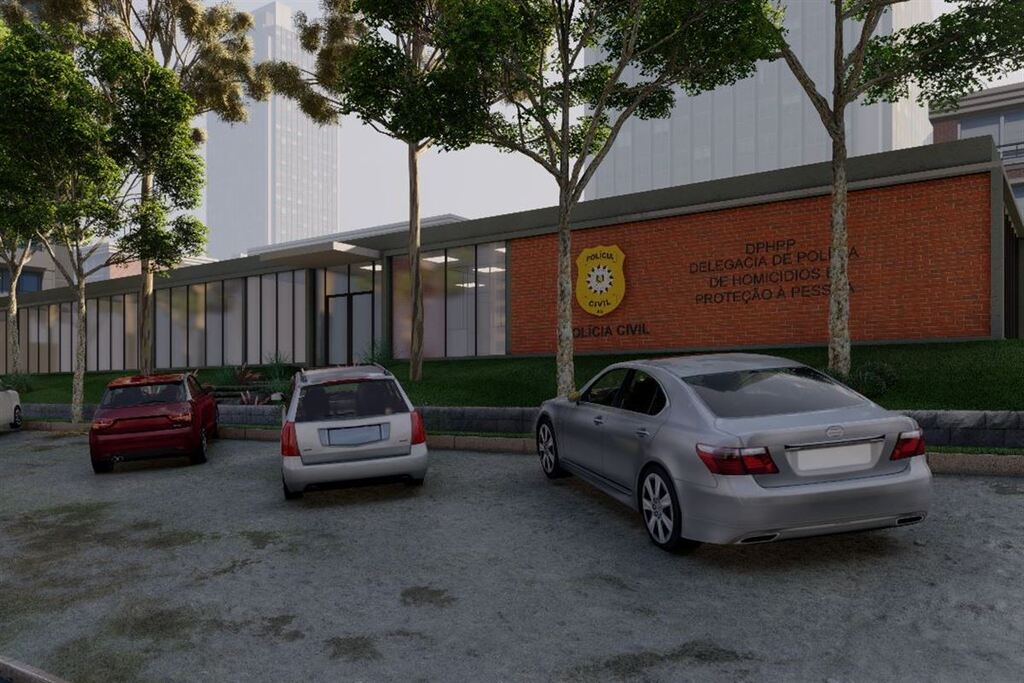 Foto: reprodução - Arte gráfica mostram como deve ficar o prédio da Daer após a 1ª fase de obras para receber a Delegacia de Homicídios