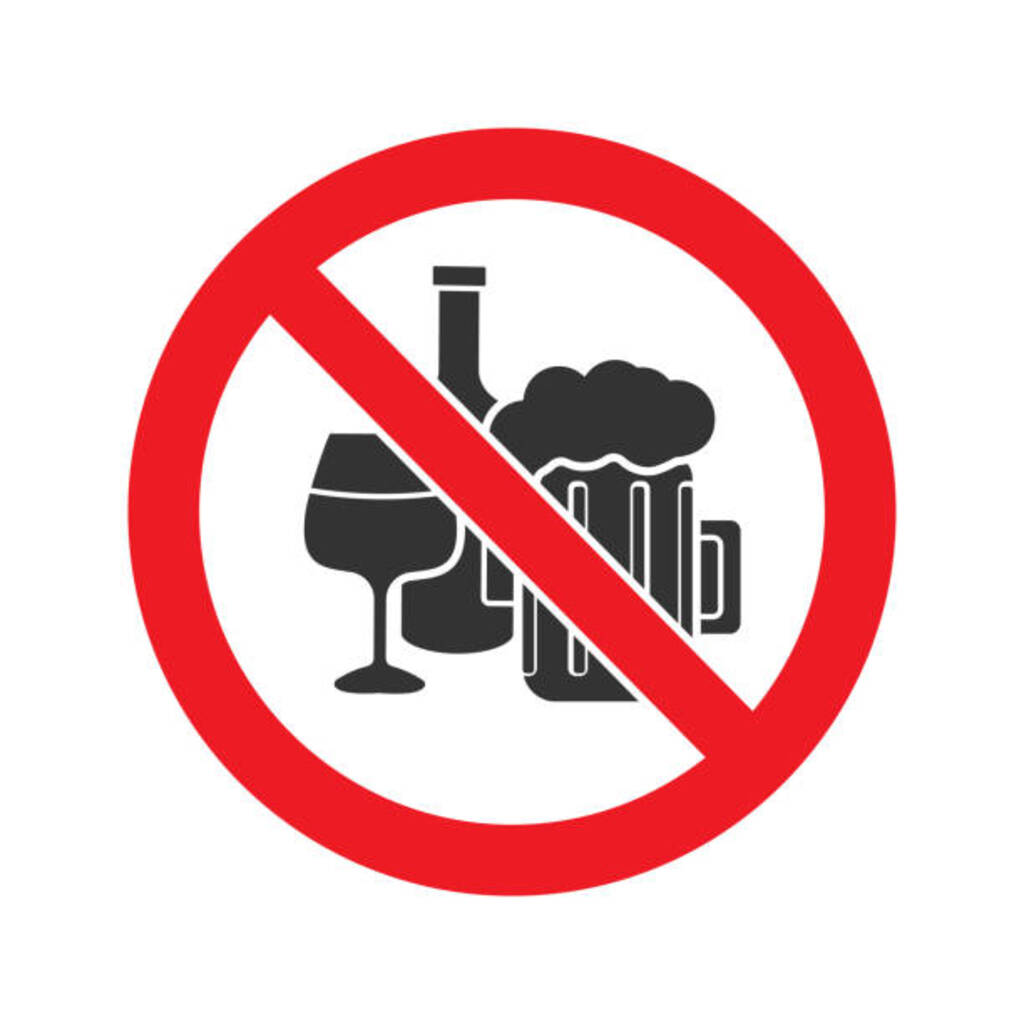 Getty Images/iStockphoto - Forbidden sign with alcohol drinks glyph icon. Vector silhouette