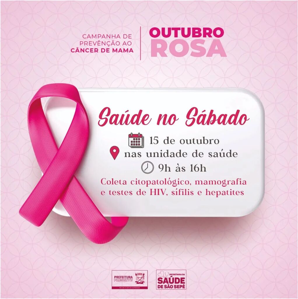 Sábado será de atividade alusiva ao Outubro Rosa em São Sepé