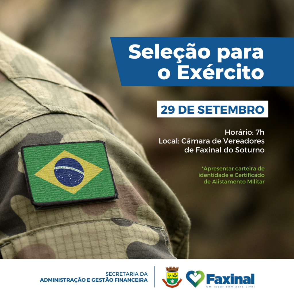 Seleção para o Exército acontece no final de setembro em Faxinal do Soturno