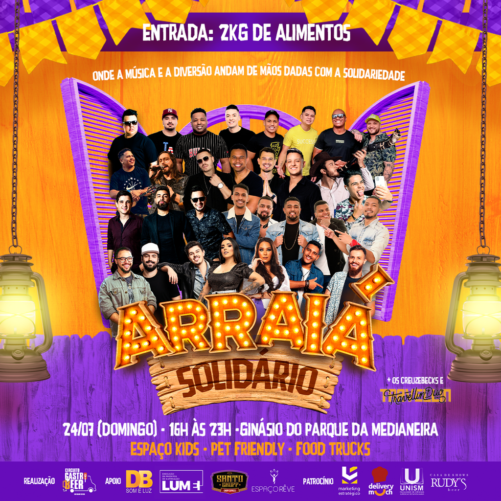 Domingo será de música e diversão no Arraiá Solidário