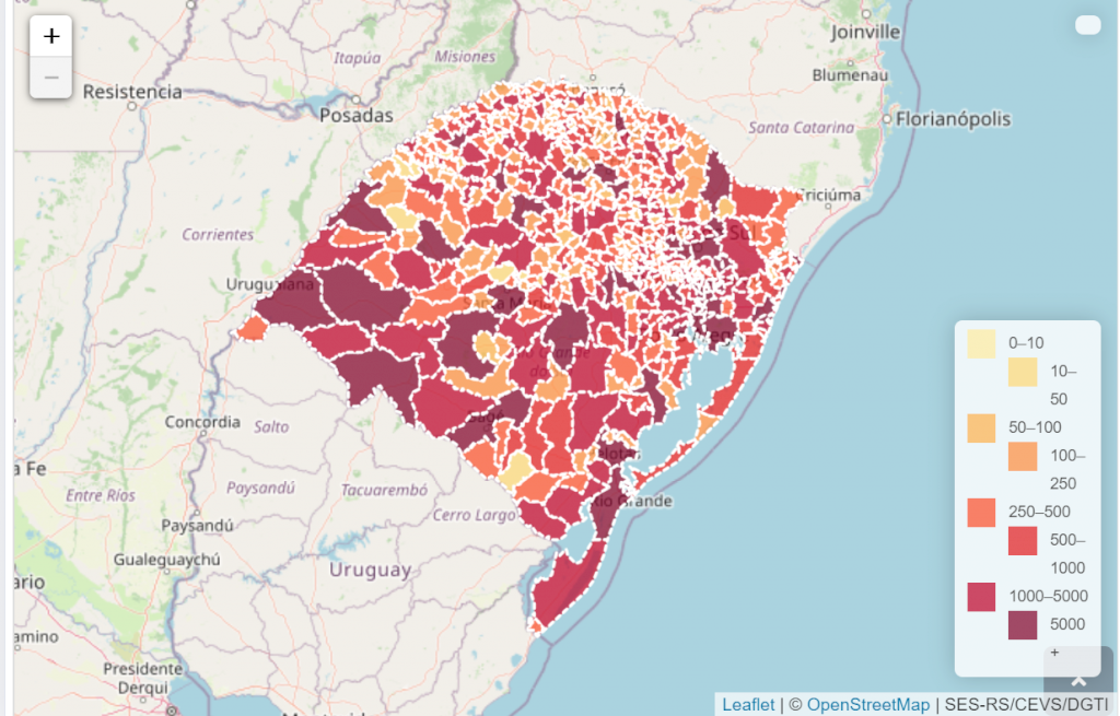 Rio Grande do Sul confirma mais 125 mortes por Covid-19