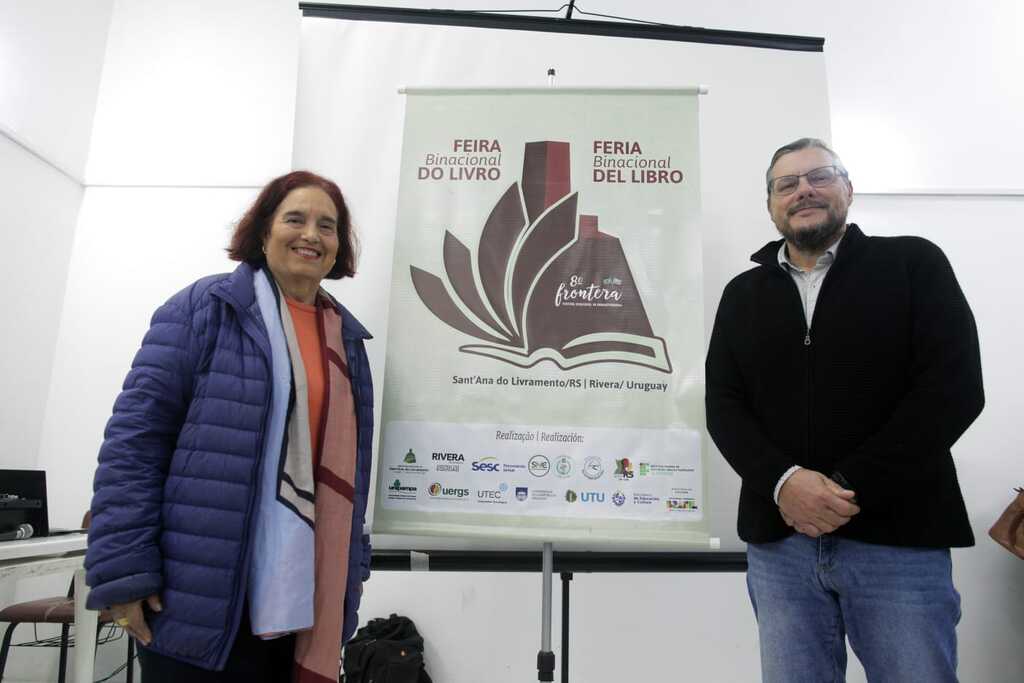 Foto: Divulgação - Os Patronos da 5ª Feira Binacional do Livro: a escritora brasileira Vera Albornoz e o uruguaio Eduardo Palermo. O evento faz parte do 8º Festival de Enogastronomia, que ocorrerá em Santana do Livramento