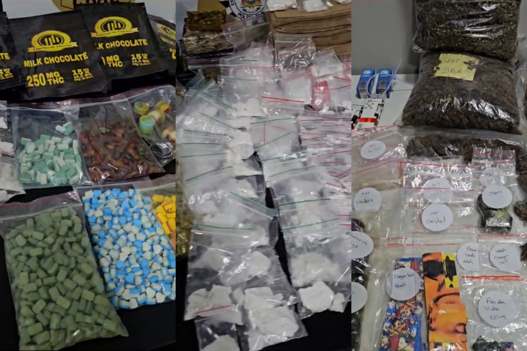 Crédito: Polícia Civil de Santa Maria - Algumas das drogas apreendidas no local.