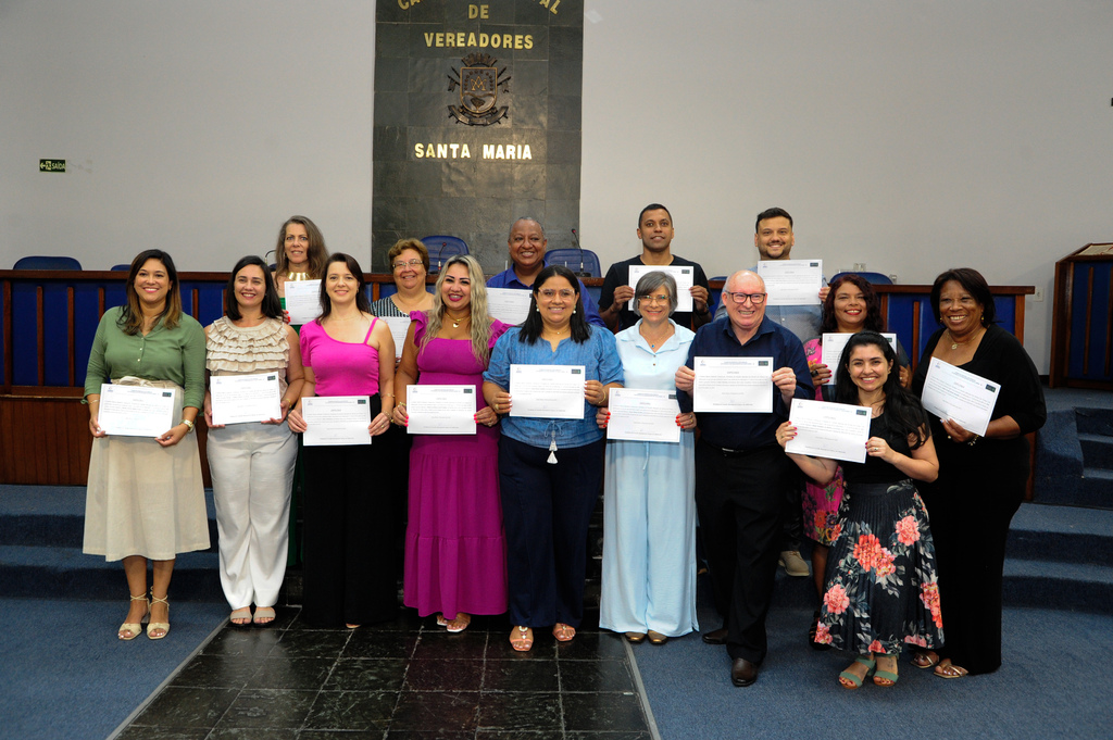 Foto: Marcelo Oliveira (PMSM) - Os 15 candidatos eleitos participaram da solenidade na quarta-feira.