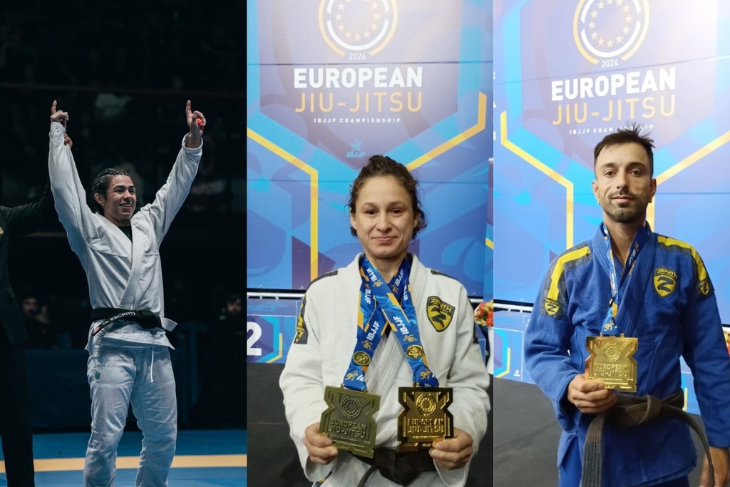 Fotos: Montagem sobre fotos de Beatriz Lina e IBJJF - Melissa Cueto (da esquerda para a direita), Diosana Frigo e Daniel Lopes subiram no lugar mais alto do pódio em Paris