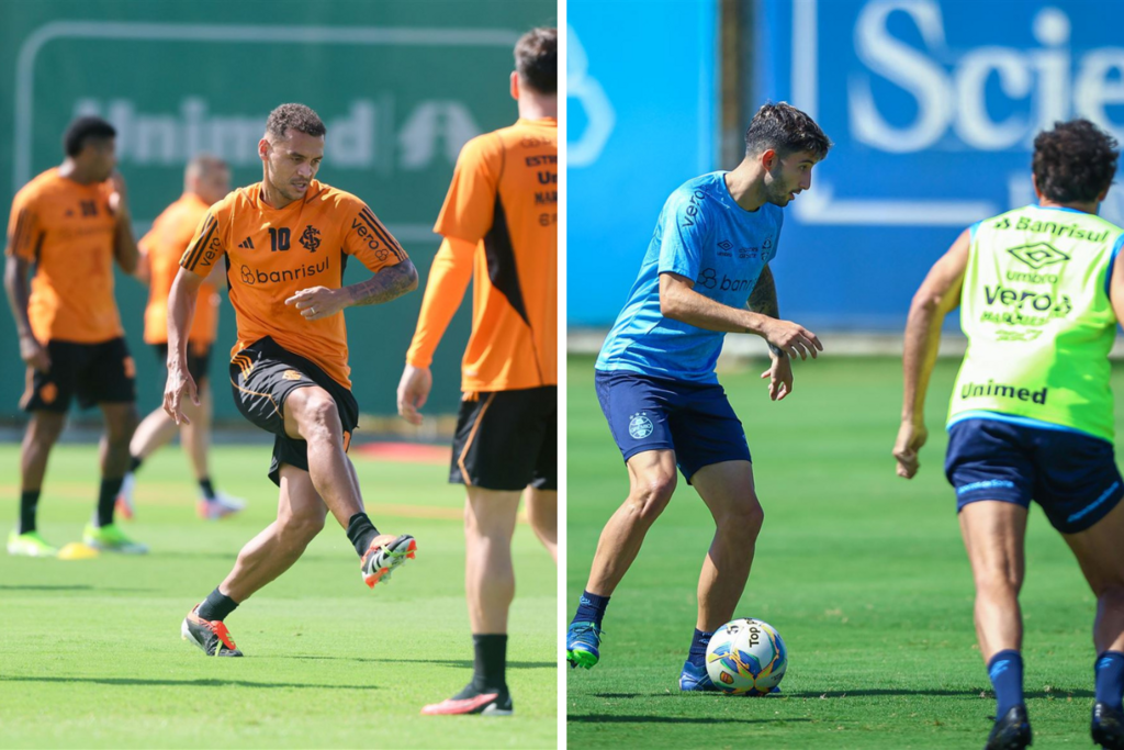 Com dúvidas na escalação, Inter e Grêmio se preparam para o clássico de domingo