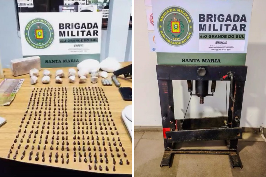 Após denúncia, jovem é preso com 405 porções de cocaína e prensa mecânica Após denúncia, jovem é preso com 405 porções de cocaína e prensa mecânica
