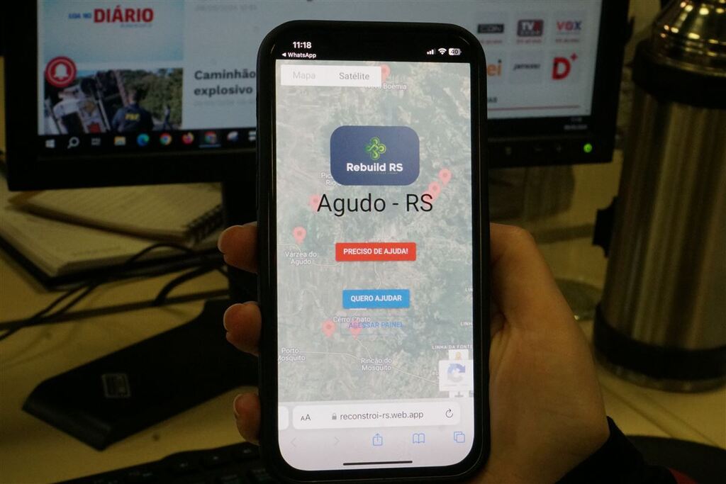 título imagem Aplicativo desenvolvido por engenheiro de Agudo mapeia pedidos de socorro no RS; saiba como ajudar