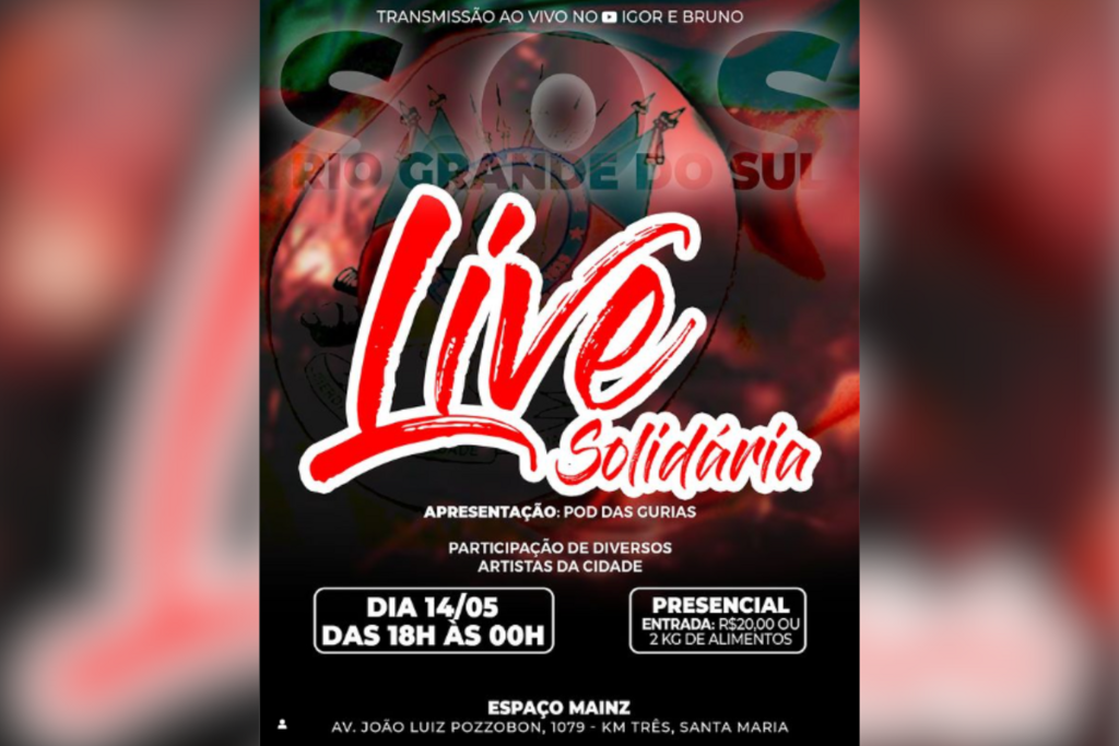 título imagem Artistas de Santa Maria promovem live na próxima semana para arrecadar doações para as vítimas das chuvas