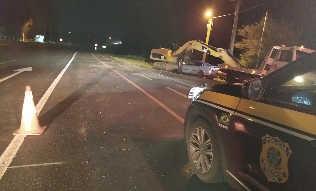 Foto:Polícia Rodoviária Federal (PRF) - Acidente ocorreu no acesso ao Bairro Pinheiro Machado