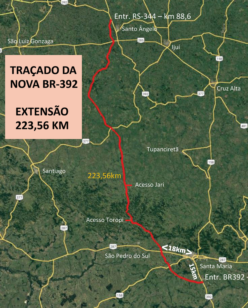Sai a licitação para fazer projetos da futura BR-392 de Santa Maria a Santo Ângelo