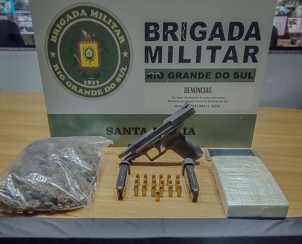 Homem é preso por tráfico de drogas e porte ilegal de arma de fogo em Santa Maria