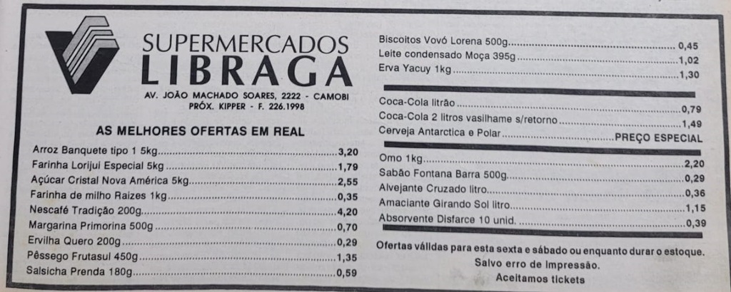título imagem 30 anos depois, confira como eram preços dos alimentos em 1º de julho de 1994