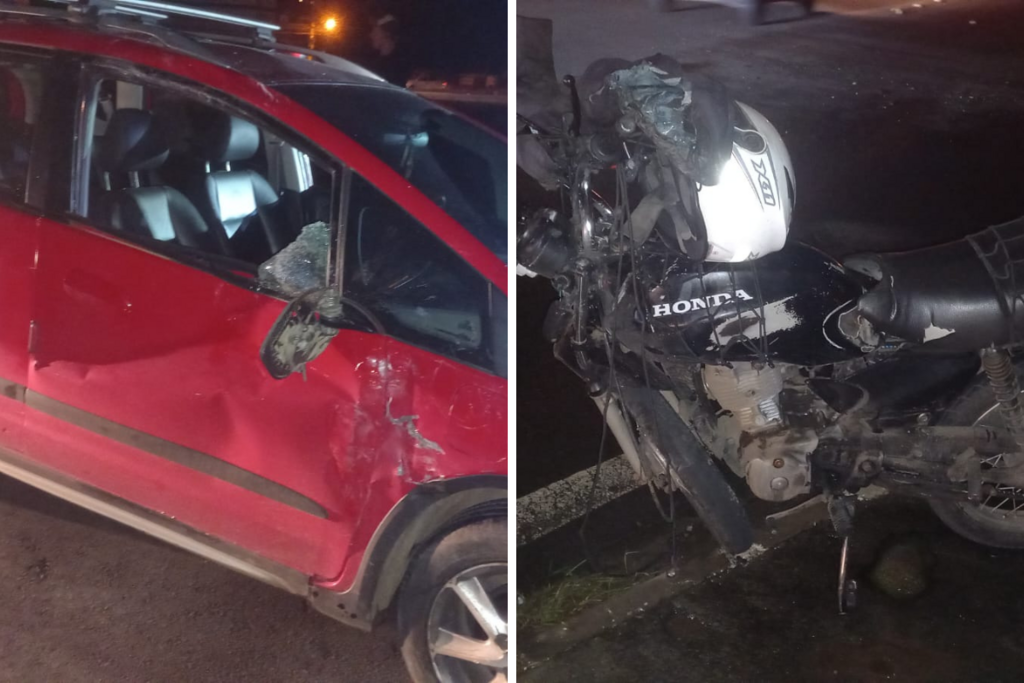 título imagem Colisão entre carro e moto deixa duas pessoas feridas na Faixa Velha de Camobi