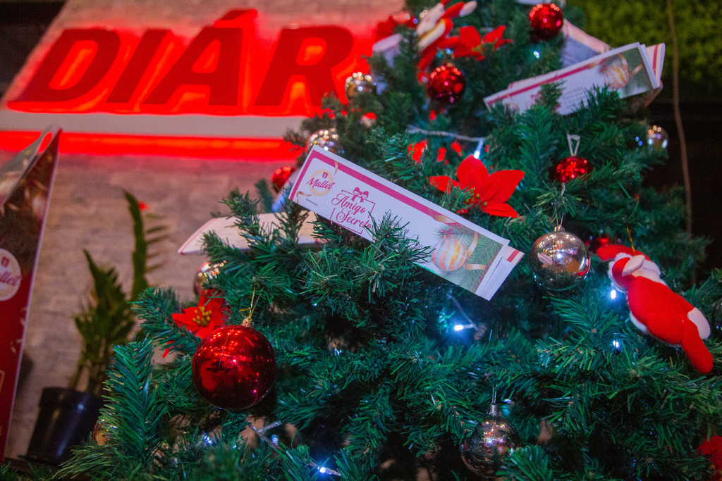Foto: Beto Albert (Diário) - Árvore de Natal instalada na sede do Grupo Diário, na Faixa Nova, um dos pontos de doação.