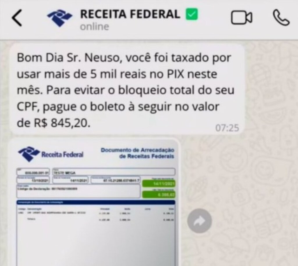 título imagem Novo golpe: Receita Federal esclarece que não irá cobrar imposto por Pix; entenda as novas regras envolvendo operações acima de R$ 5 mil