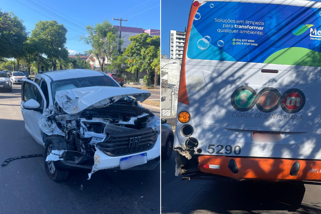Carro bate em traseira de ônibus e deixa trânsito lento na Avenida Dores Carro bate em traseira de ônibus e deixa trânsito lento na Avenida Dores