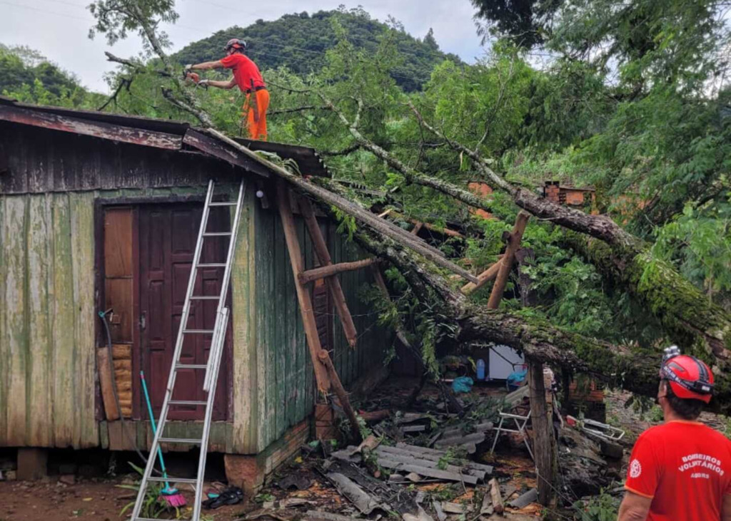 título imagem Chuva causa destelhamentos e quedas de árvores no interior de Agudo