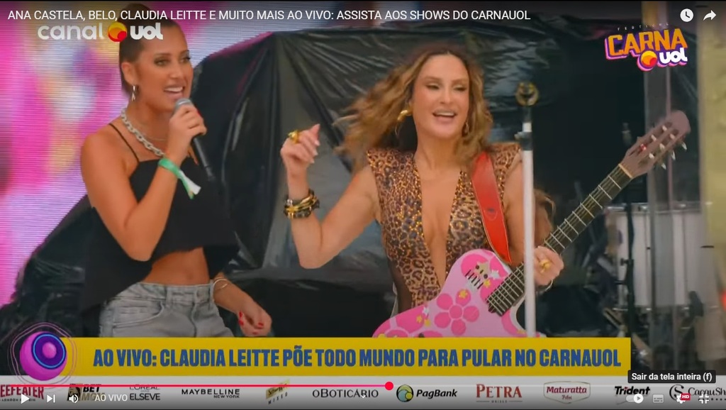 VÍDEO: Raquel Tombesi canta com Claudia Leitte no CarnaUOL, no Allianz Parque