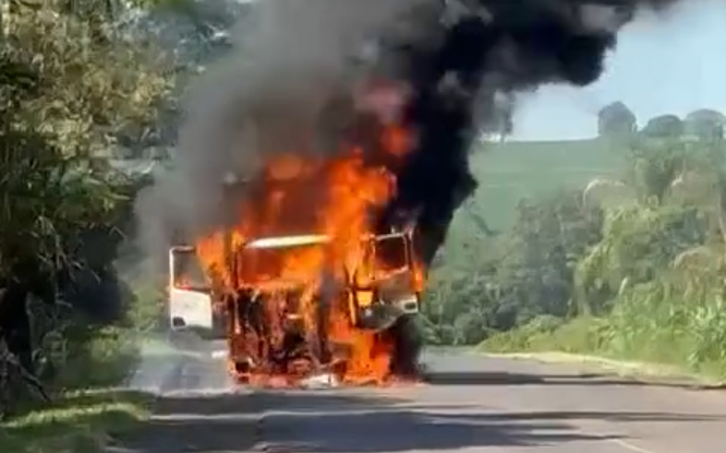 título imagem Caminhão carregado com refrigerantes pega fogo na BR-158 em Júlio de Castilhos